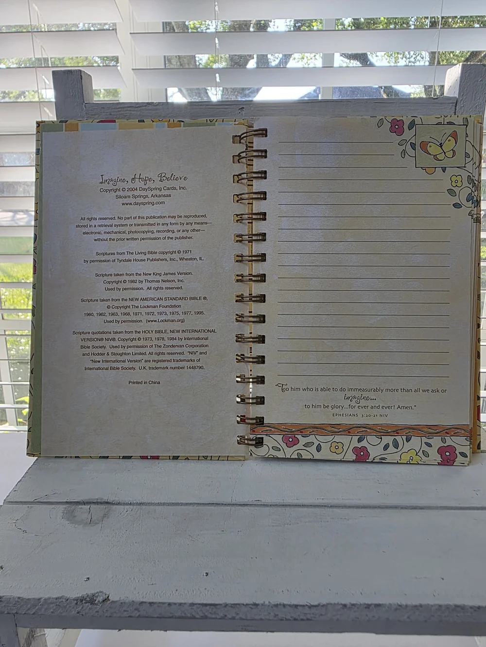 DaySpring Floral Spiral Journal with Butterfly & Ladybug Motifs - Yellow